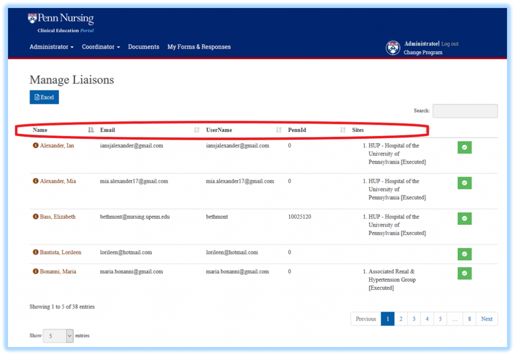 Manage Liaisons – CEP